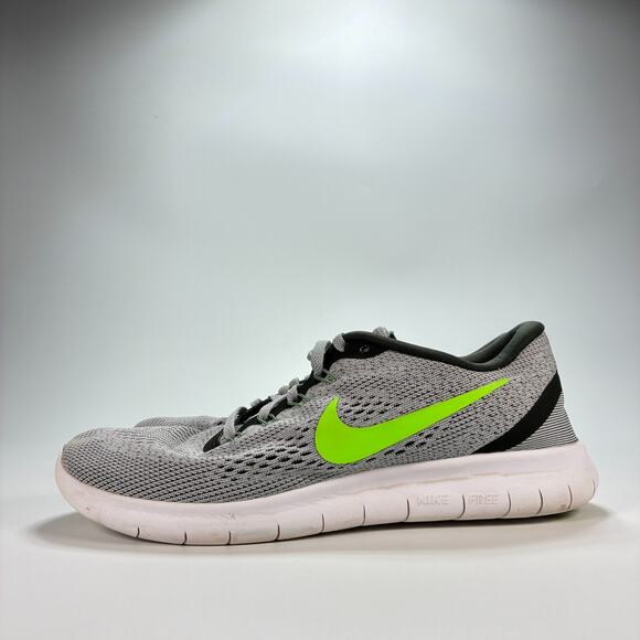 Nike Free RN Grey Volt Green White Sneakers Running Shoes Men's Size 8.5 - Picture 5 of 11